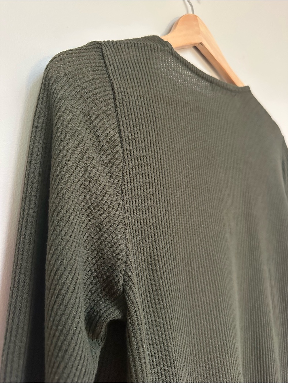 Active‎ USA Ribbed Cardigan Women’s Medium Olive Green Open Front Pockets - Picture 10 of 12